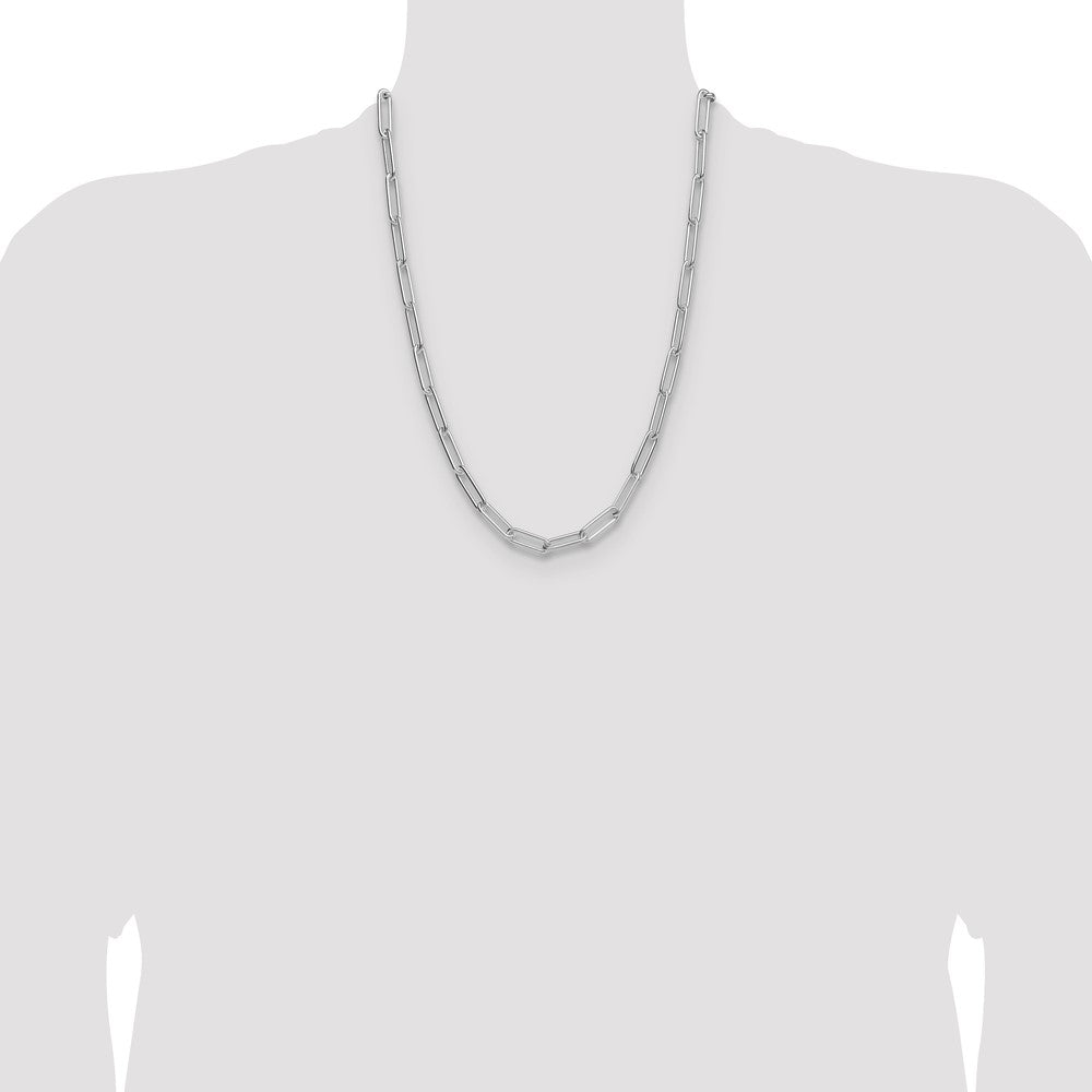Sterling Silver Rhodium-plated Polished 6.5mm Paperclip Chain