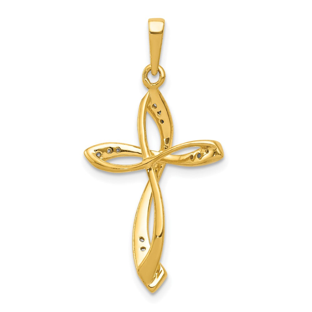 14k 1/15 carat Lab Grown Diamond VS/SI+ G+ Cross Pendant