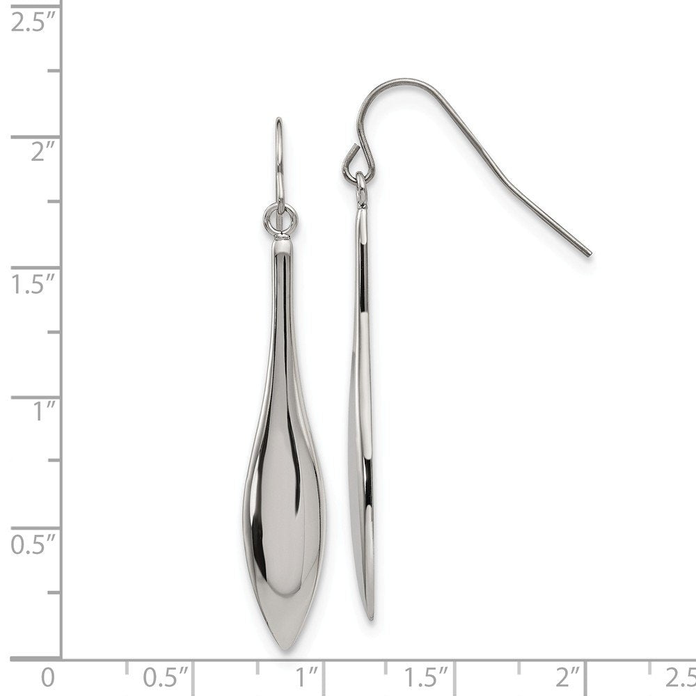 Stainless Steel Polished Dangle Shepherd Hook Earrings