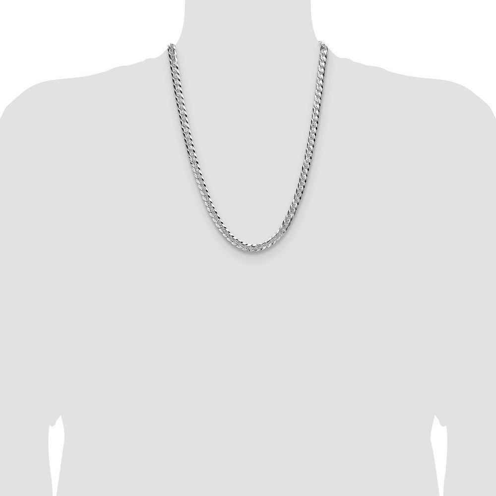 Sterling Silver 6.75mm Flat D/C Pave Curb Chain