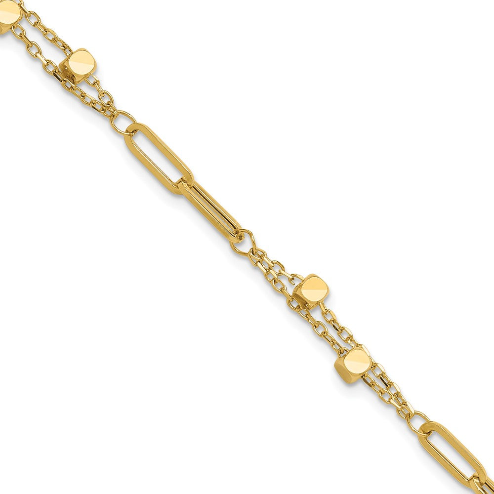 14K Polished Fancy Link with .5in ext. Bracelet
