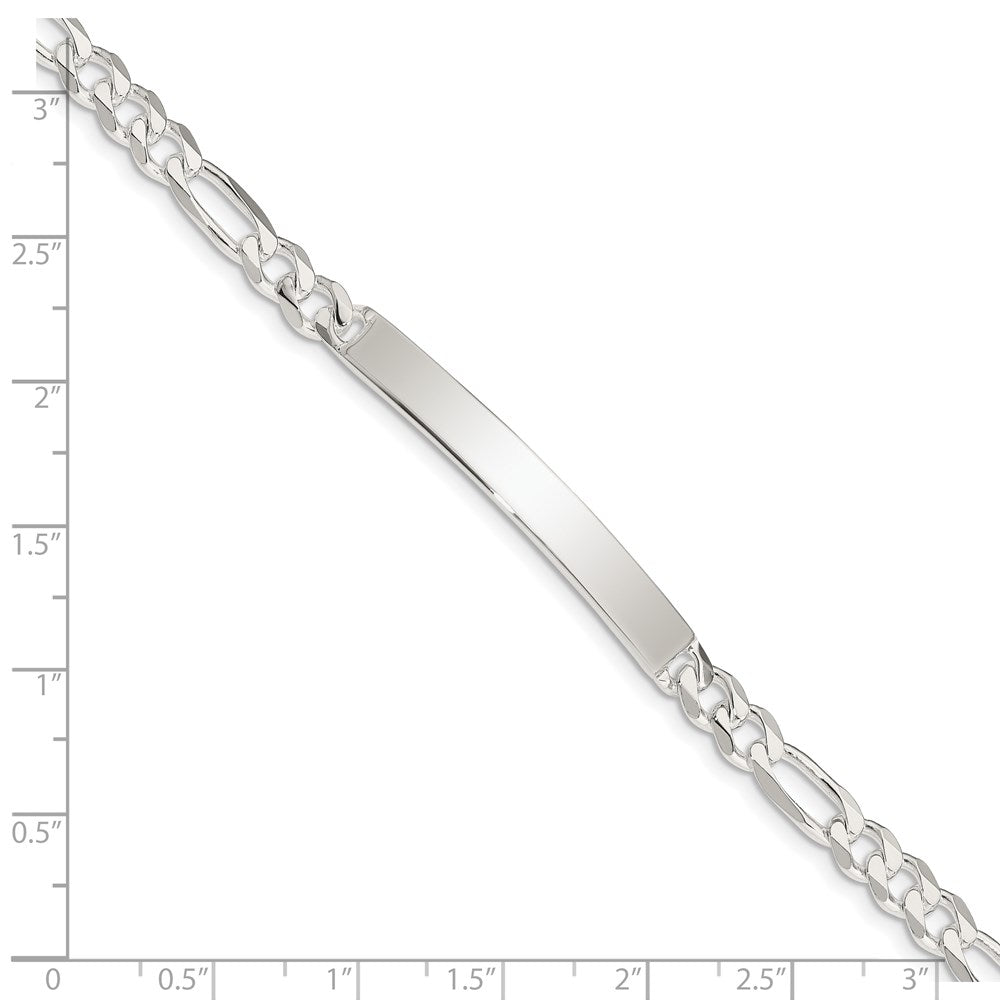 Sterling Silver Figaro Link ID Bracelet 8 inches