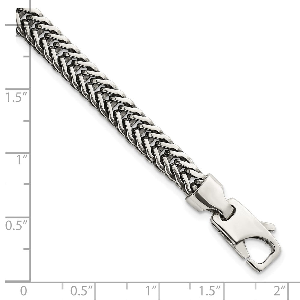 Sterling Silver Antiqued Polished 6mm Wheat Chain 8 inch Bracelet