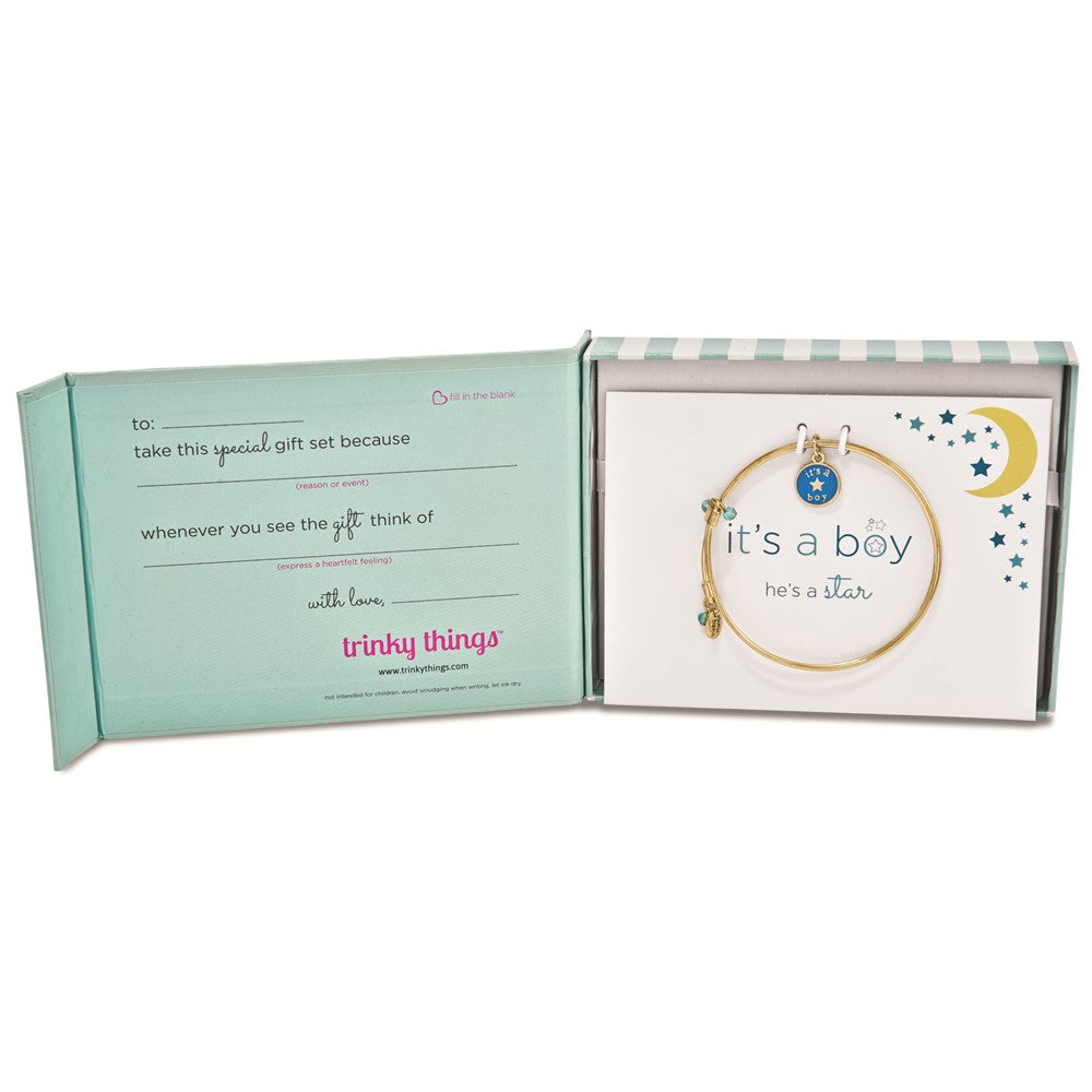 Gold-tone Trinky Things It's a Boy Star Bracelet/Card