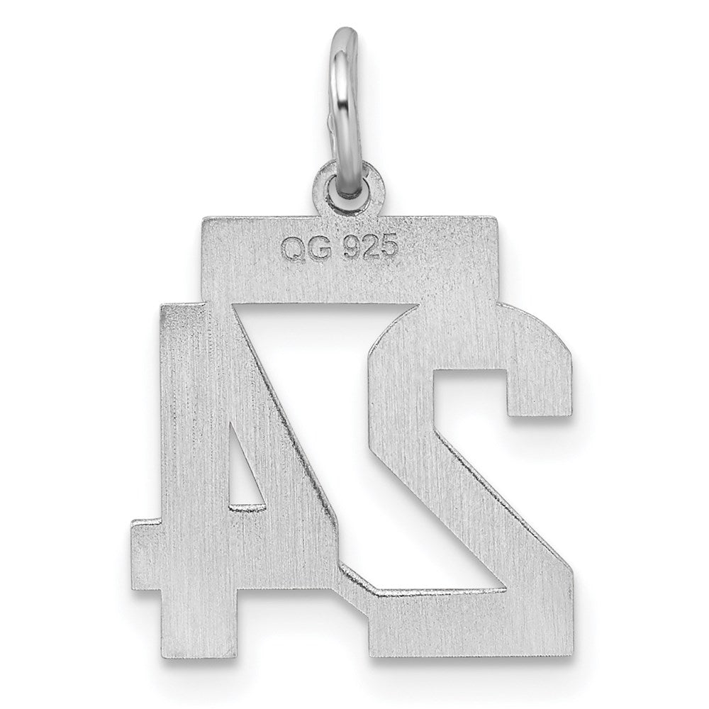Sterling Silver/Rhodium-plated Satin Number 24 Charm