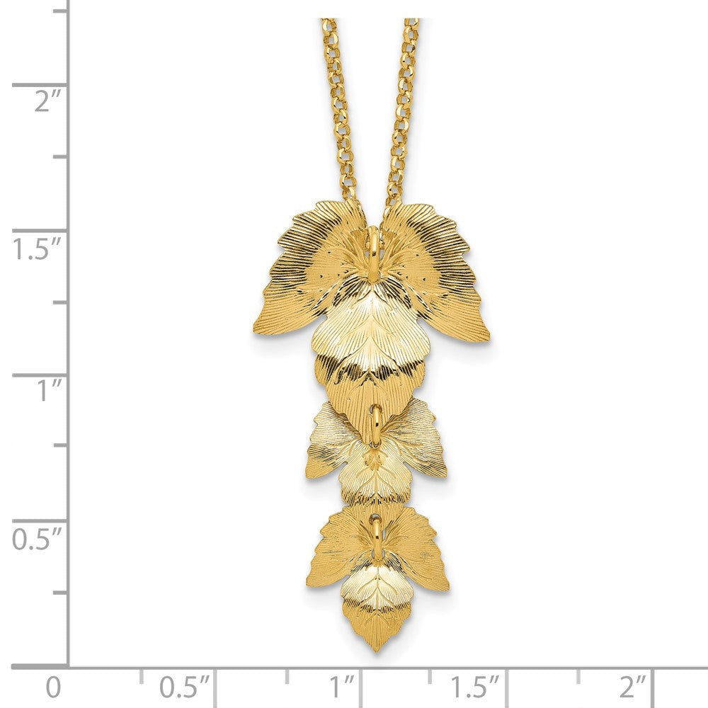 Sterling Silver Gold-plated Etched Leaves with 2in. ext. Necklace