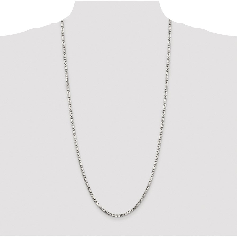 Sterling Silver Rhodium-plated 2.9mm 8 Sided Diamond-cut Box Chain