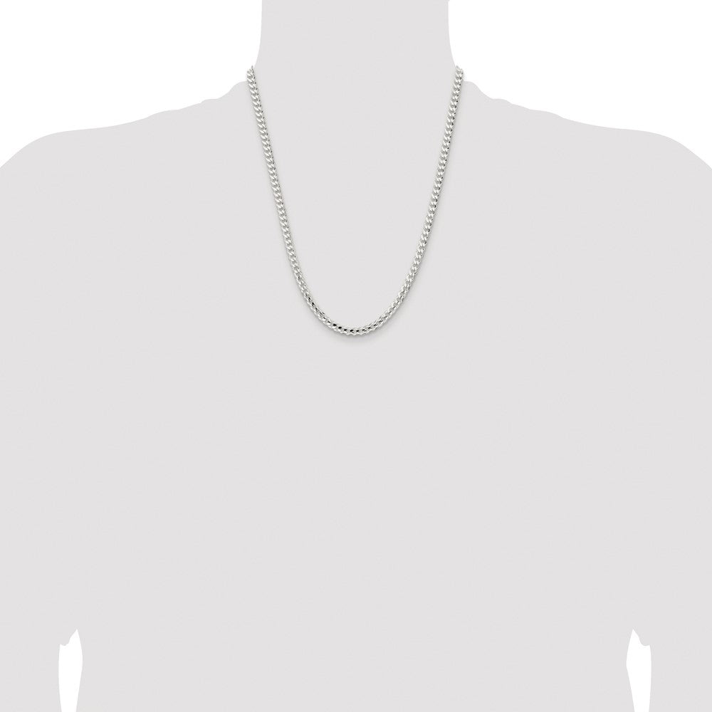 Sterling Silver Rhodium-plated 4.5mm Concave Beveled Curb Chain