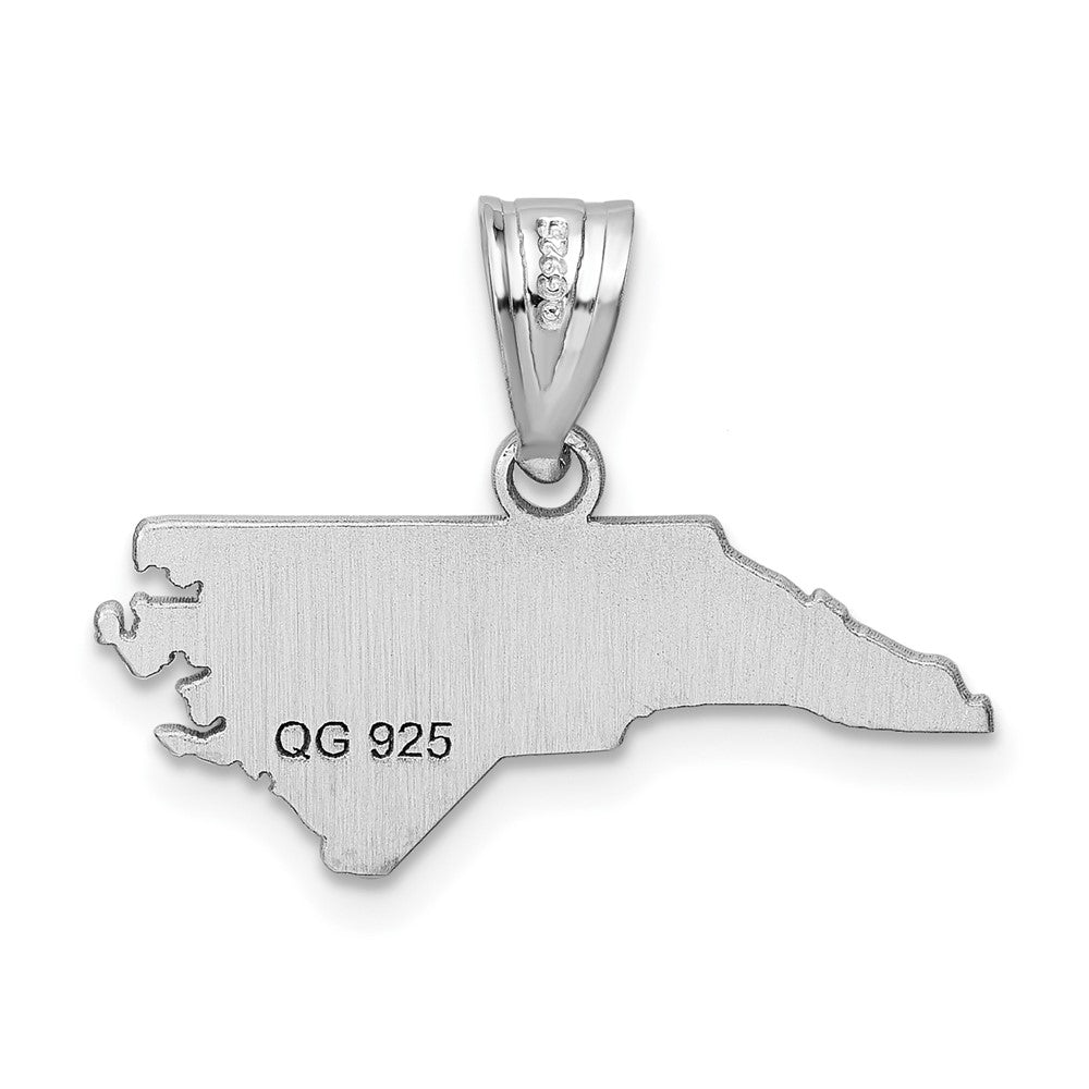 Sterling Silver/Rhodium-plated North Carolina State Pendant