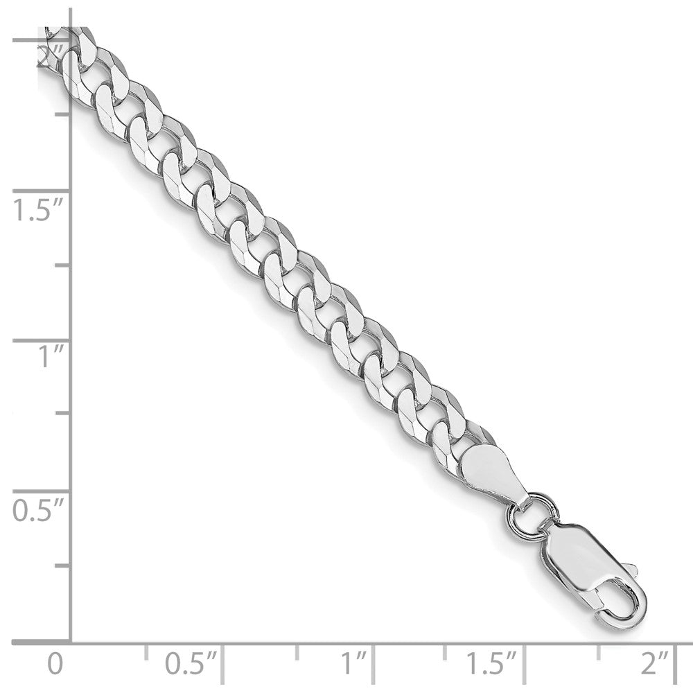 Sterling Silver Rhodium-plated 5mm Beveled Curb Chain 8 inches