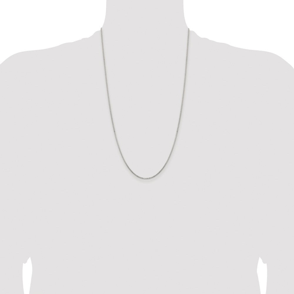 Sterling Silver Rhodium-plated 1.3mm Diamond-cut Round Box Chain