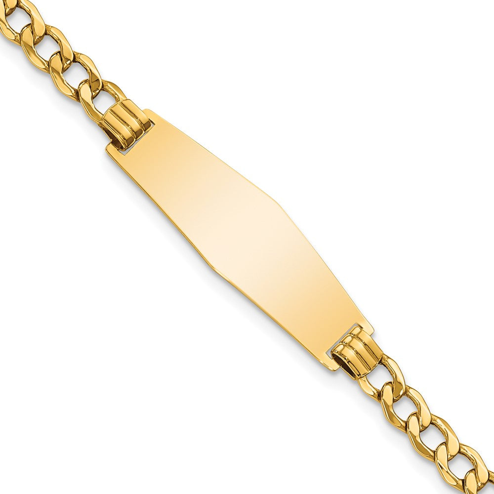14k Semi-solid Soft Diamond Shape Curb Link ID Bracelet 8 inches