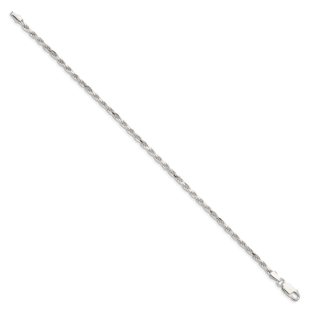 Sterling Silver 2.5mm Diamond-cut Rope Chain 7 inches