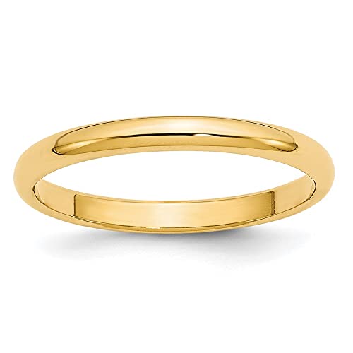 10k Yellow Gold 2.5mm Half Round Wedding Band Size 7