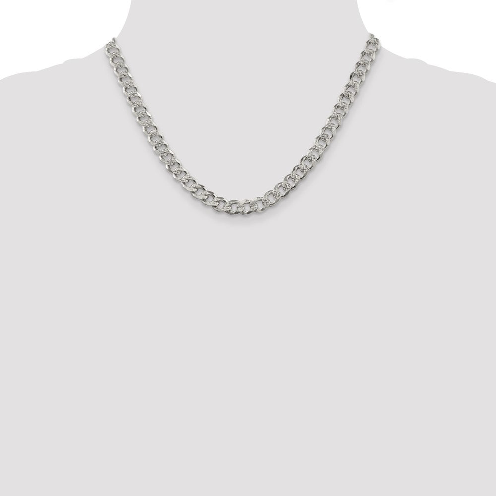 Sterling Silver 7.5mm Pav‚ Curb Chain 18 Inches