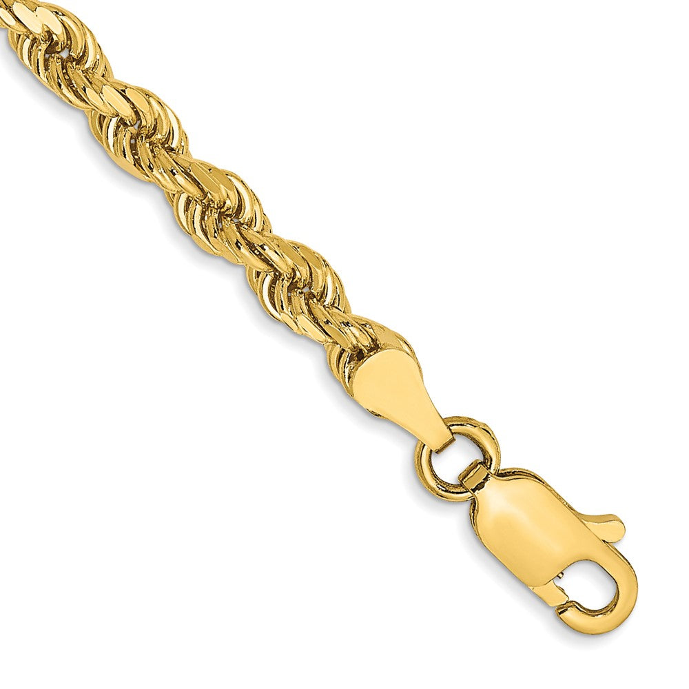14K 8 inch 3.5mm Semi Solid Diamond-cut Rope with Lobster Clasp Chain 8 inches
