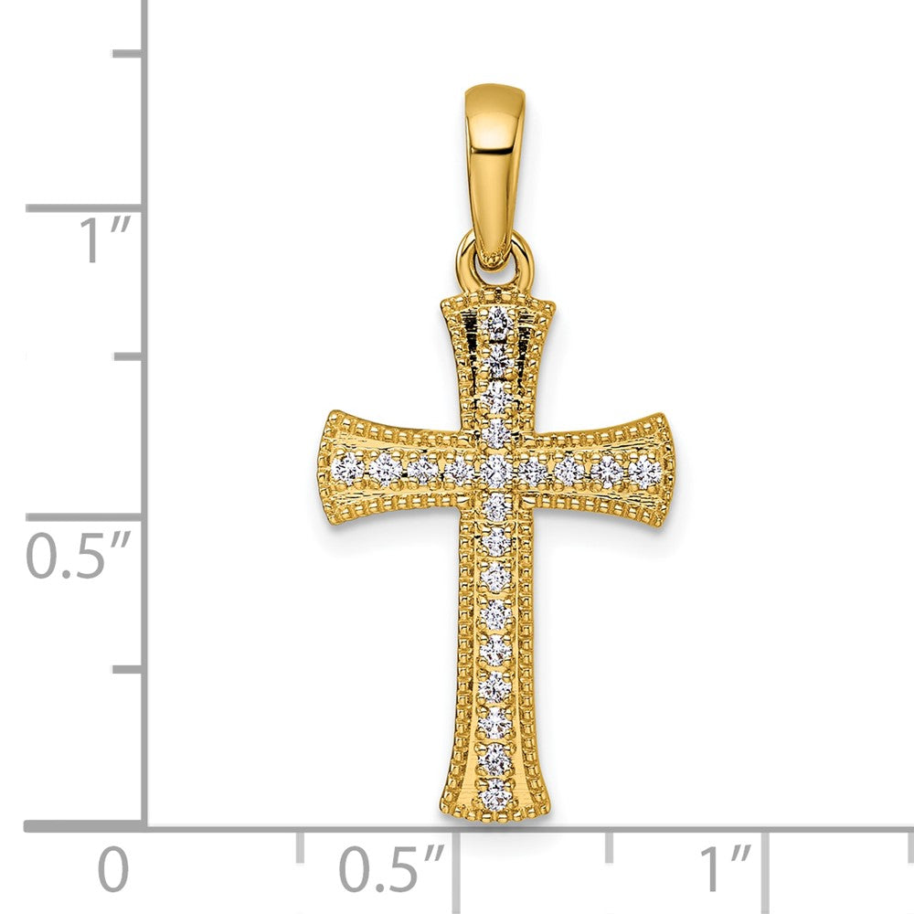 14k 1/4 Diamond Cross Pendant