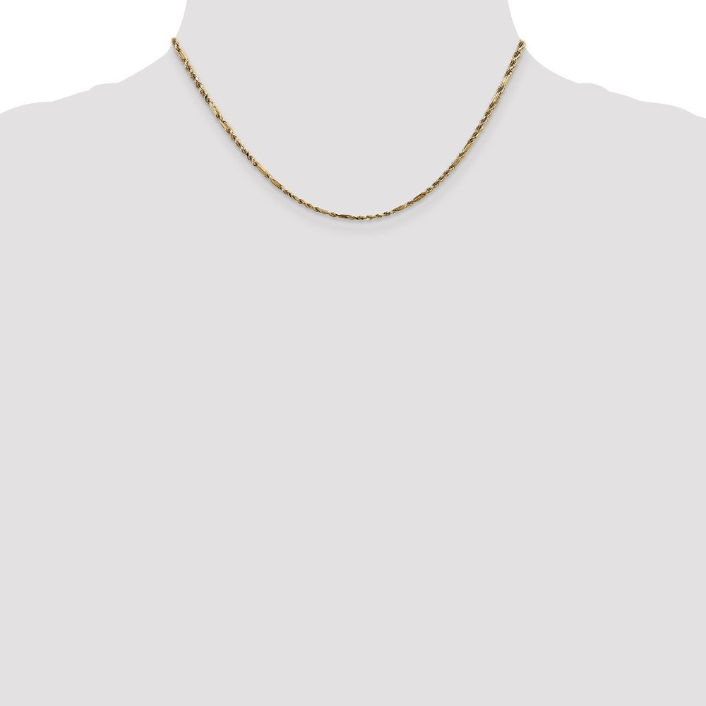 14K 16 inch 2.25mm Diamond-cut Milano Rope with Lobster Clasp Chain