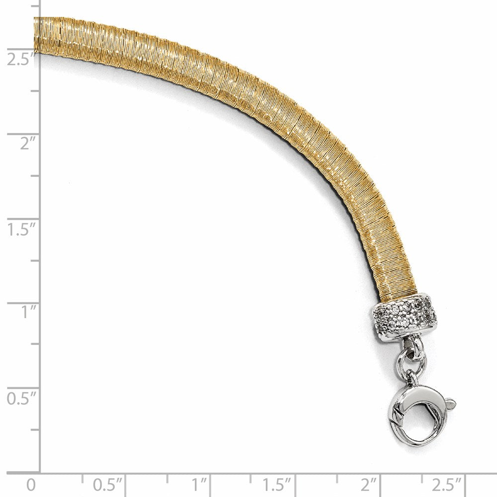 Sterling Silver Gold-tone CZ with 1in ext. Bracelet