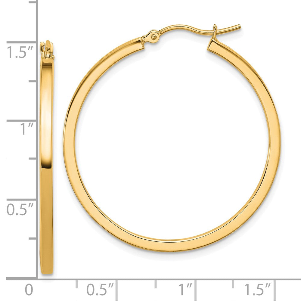 10k 2mm Square Tube Hoop Earrings