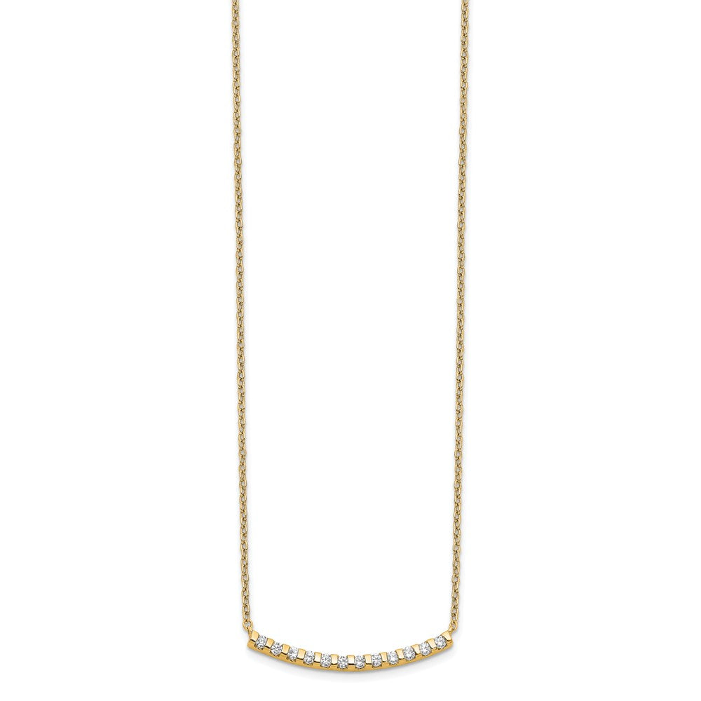 14k 1/4 carat Lab Grown Diamond VS/SI+ G+ 18 inch Curved Bar Necklace