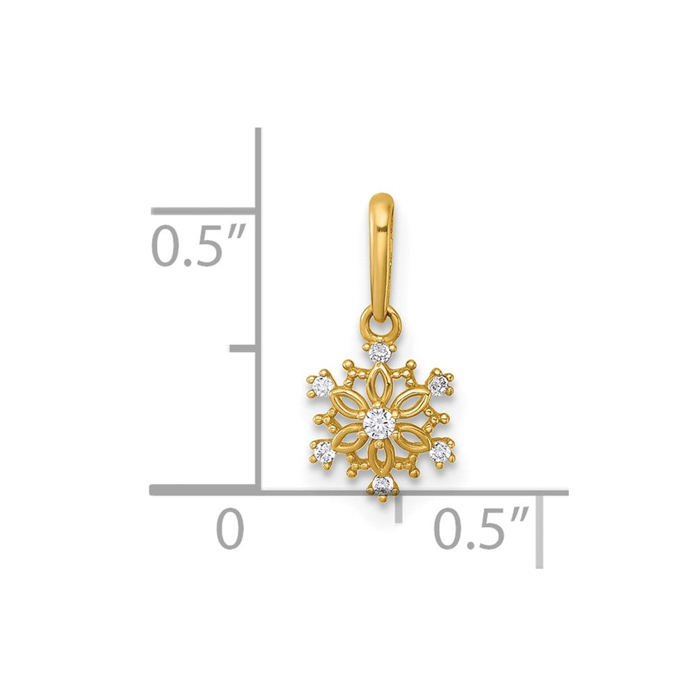 14k Madi K Polished CZ Snowflake Childrens Charm / Pendant