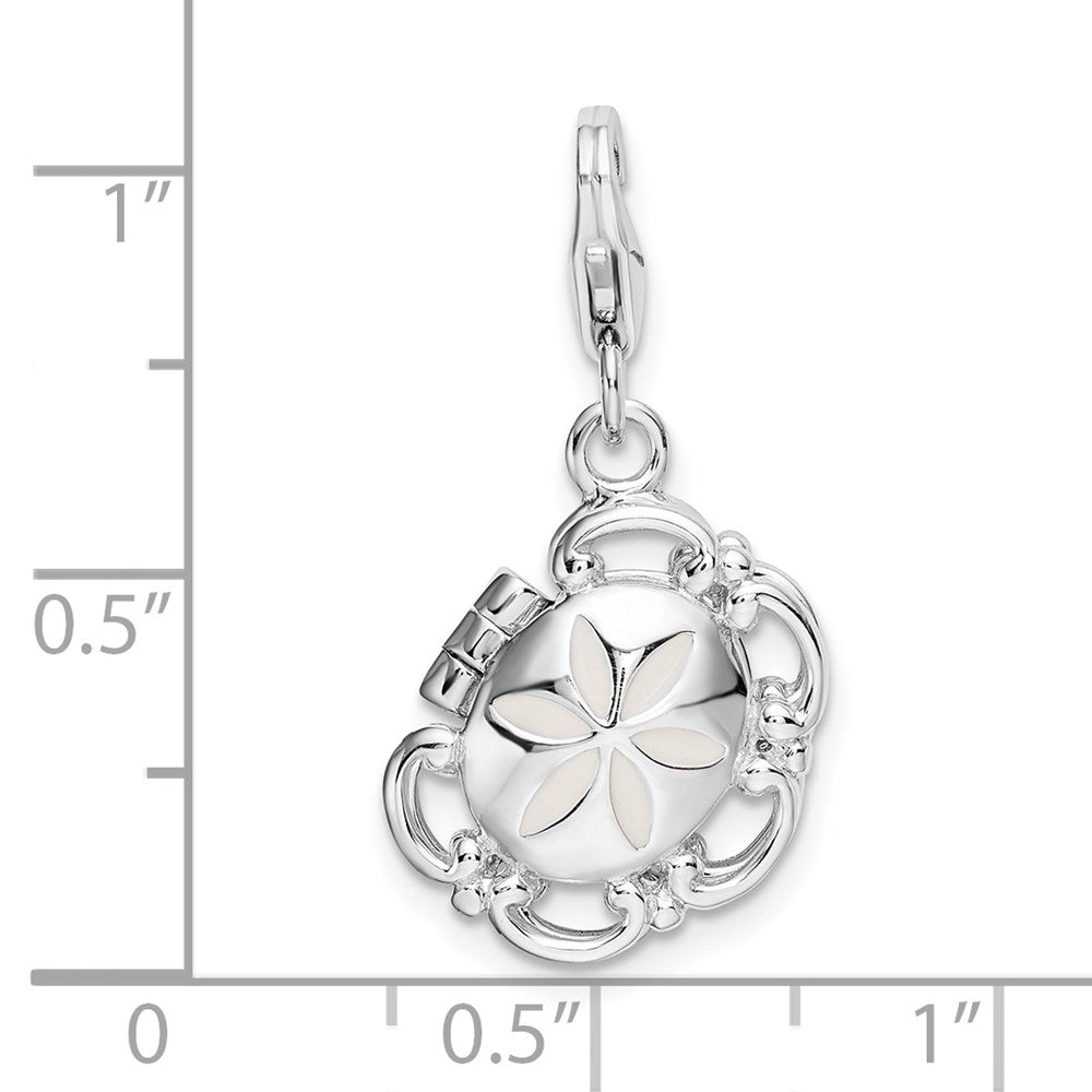 Amore La Vita Sterling Silver Rhodium-plated Polished 3-D Enameled Compact Charm with Fancy Lobster Clasp