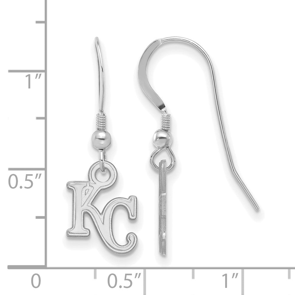 Sterling Silver Rhodium-plated MLB LogoArt Kansas City Royals K-C Extra Small Dangle Earrings
