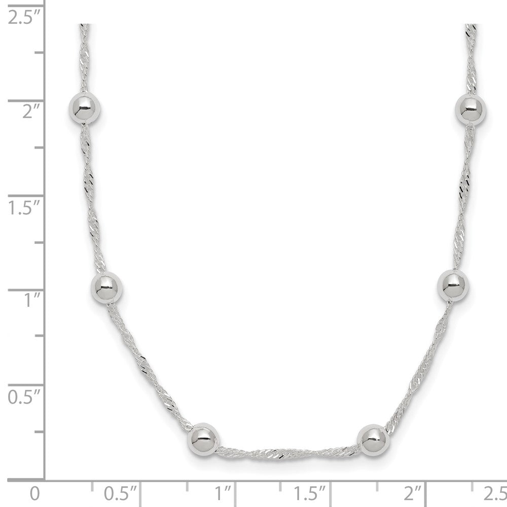 Sterling Silver Polished Beaded 18in Necklace 18 Inches