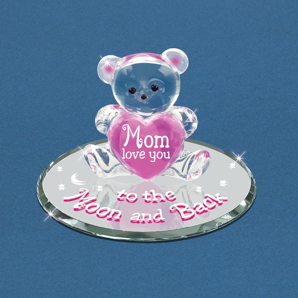 Glass Baron MOM LOVE YOU TO THE MOON AND BACK Bear with Heart Figurine
