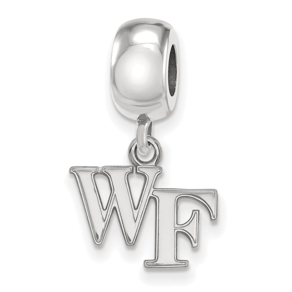 Sterling Silver Rhodium-plated LogoArt Wake Forest University W-F Extra Small Dangle Bead Charm