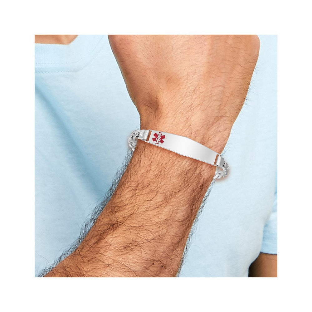 Sterling Silver Rhodium-plated Medical ID Curb Link Bracelet 7 inches