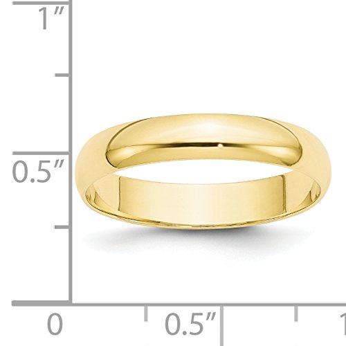 10k Yellow Gold 4mm Lightweight Half Round Wedding Band Size 11