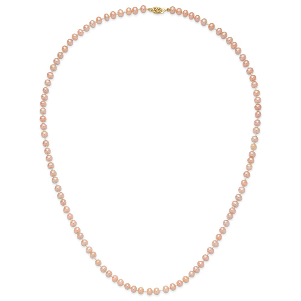 14k 5-6mm Pink Near-Round Freshwater Cultured Pearl 24 inch Necklace