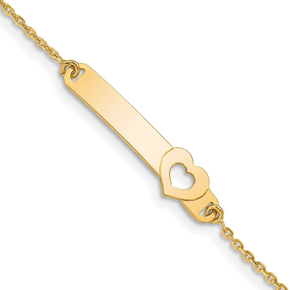 14K Children's Polished Heart w/1in ext. ID Bracelet 5.5 inches