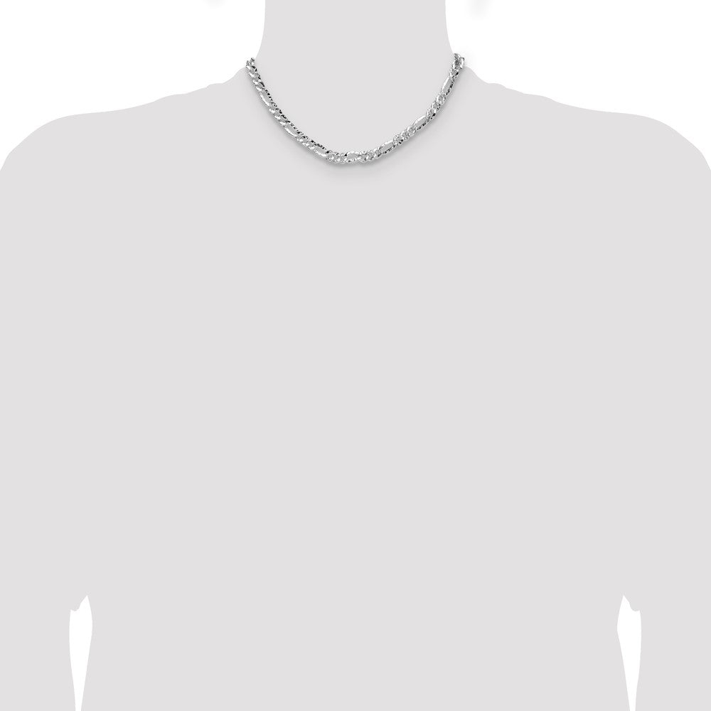 Sterling Silver 6.3mm Hammered Figaro Chain