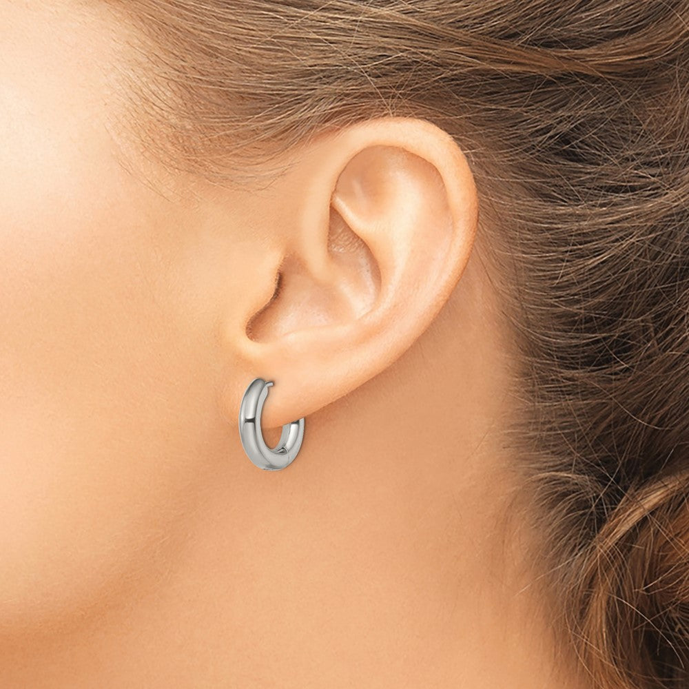 Stainless Steel Polished 4mm Hinged Hoop Earrings