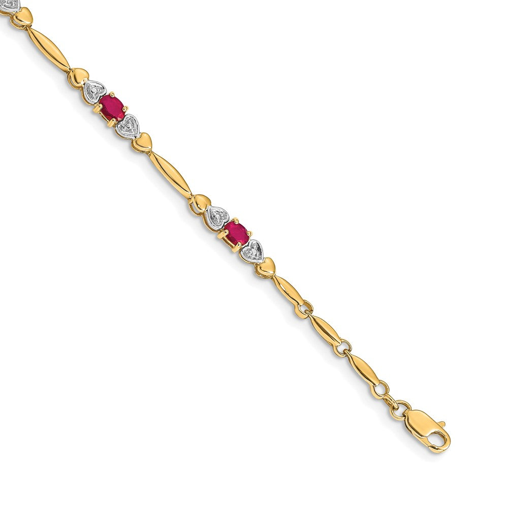 14k Diamond and Ruby Bracelet 7 inches