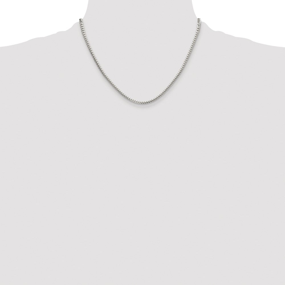 Sterling Silver Rhodium-plated Polished 3.4mm Domed Curb Chain