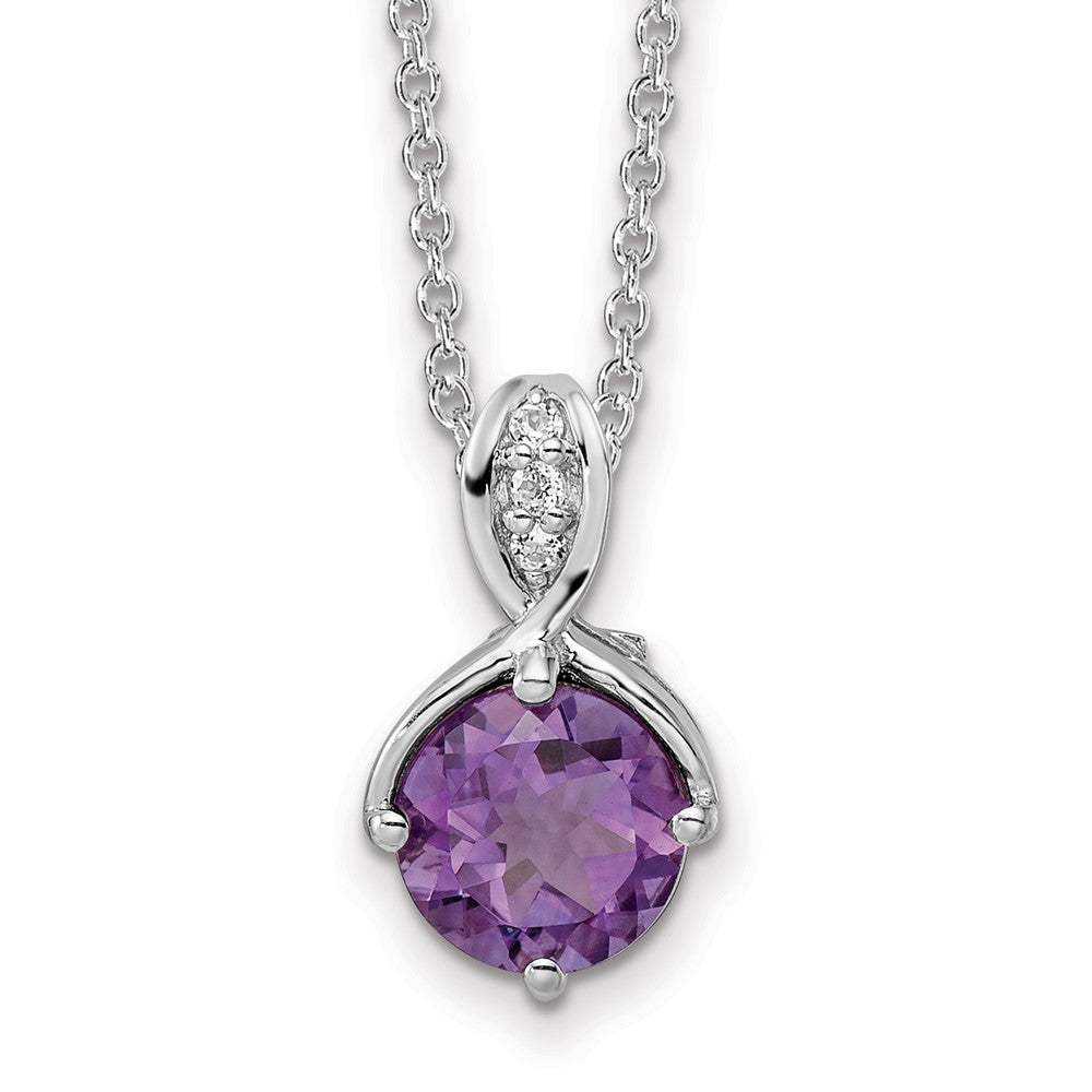 SS Rhod-plated 2.05tw Amethyst White Topaz with 2in ext Necklace