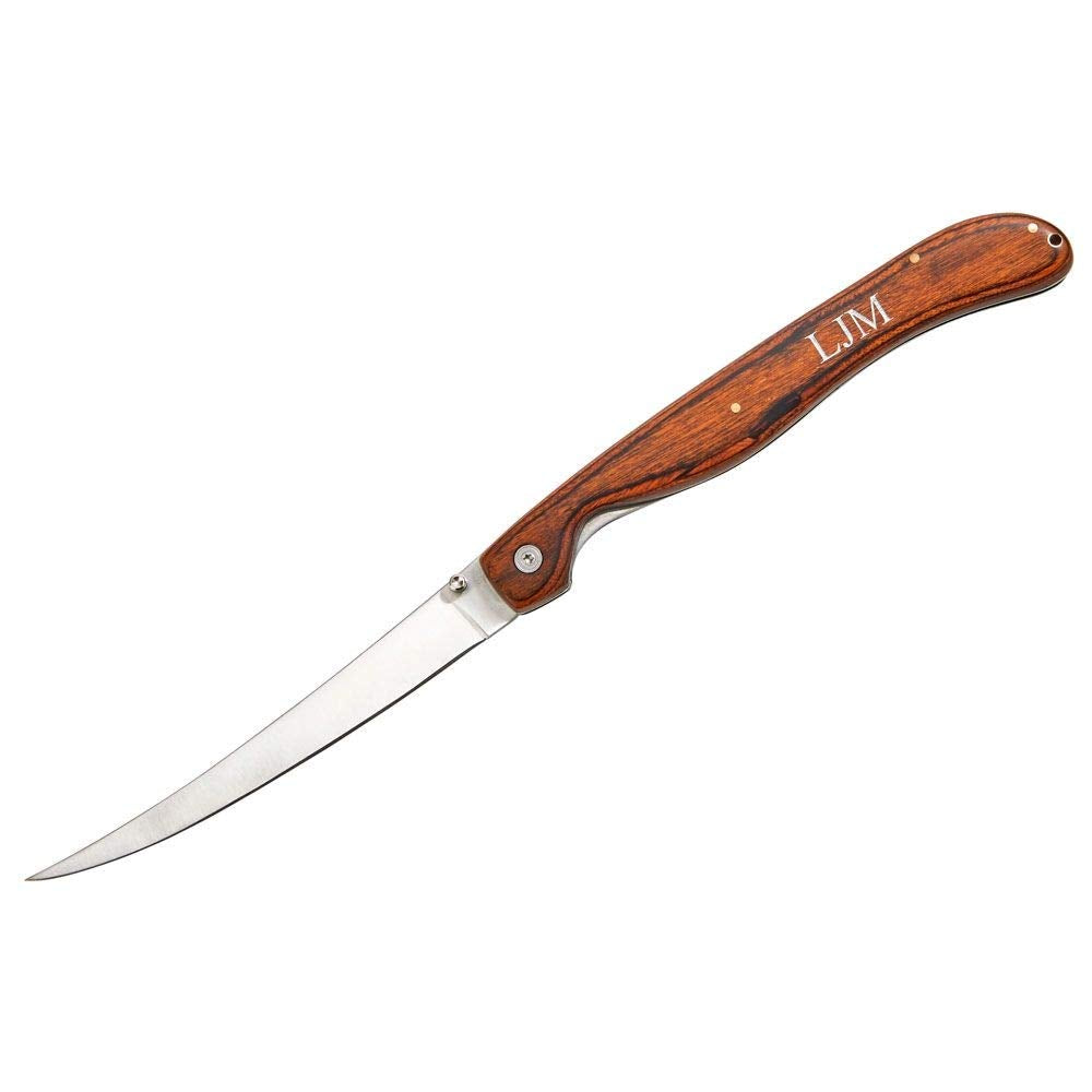 7" Wooden Fillet Knife with Green Nylon Pouch