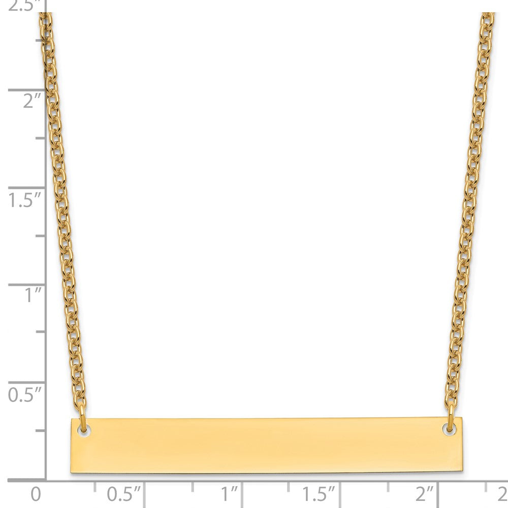 Gold Plated/SS Large Polished Front/Back Blank Bar w/ Chain
