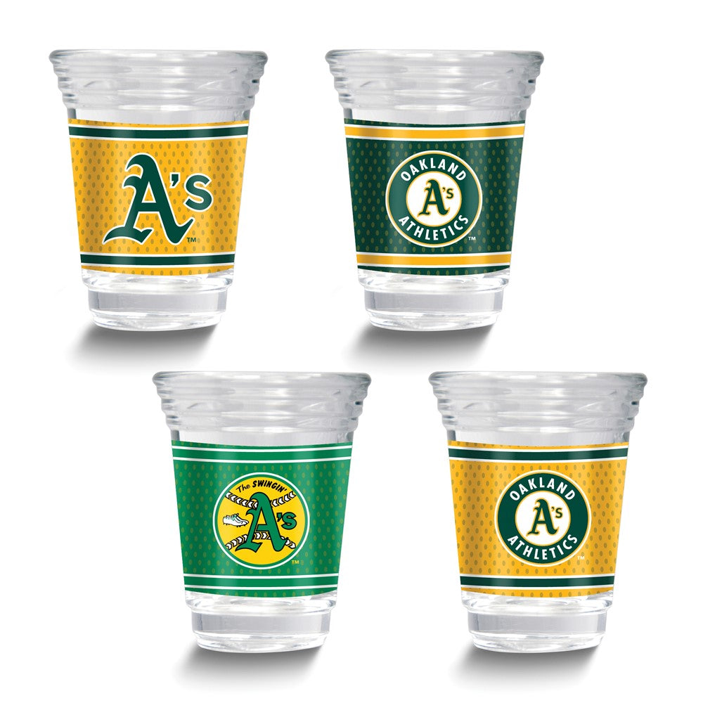 MLB Oakland A's 4-piece 2 oz. Shot Glass Set