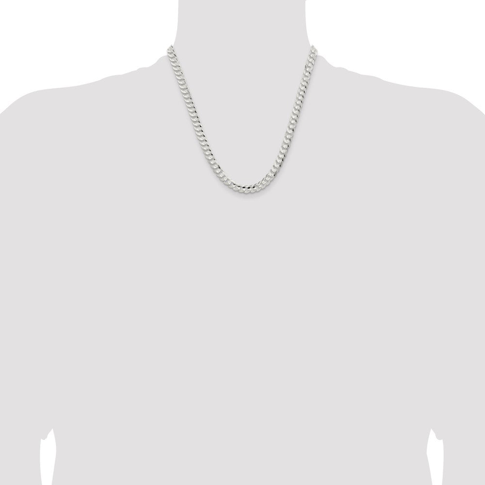Sterling Silver 6.75mm Concave Beveled Curb Chain 20 Inches