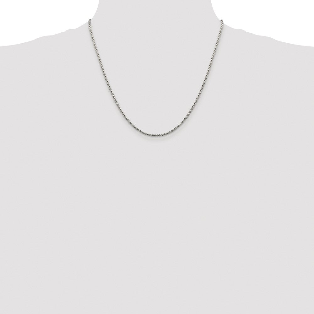Sterling Silver Rhodium-plated 1.75mm Diamond-cut Round Box Chain