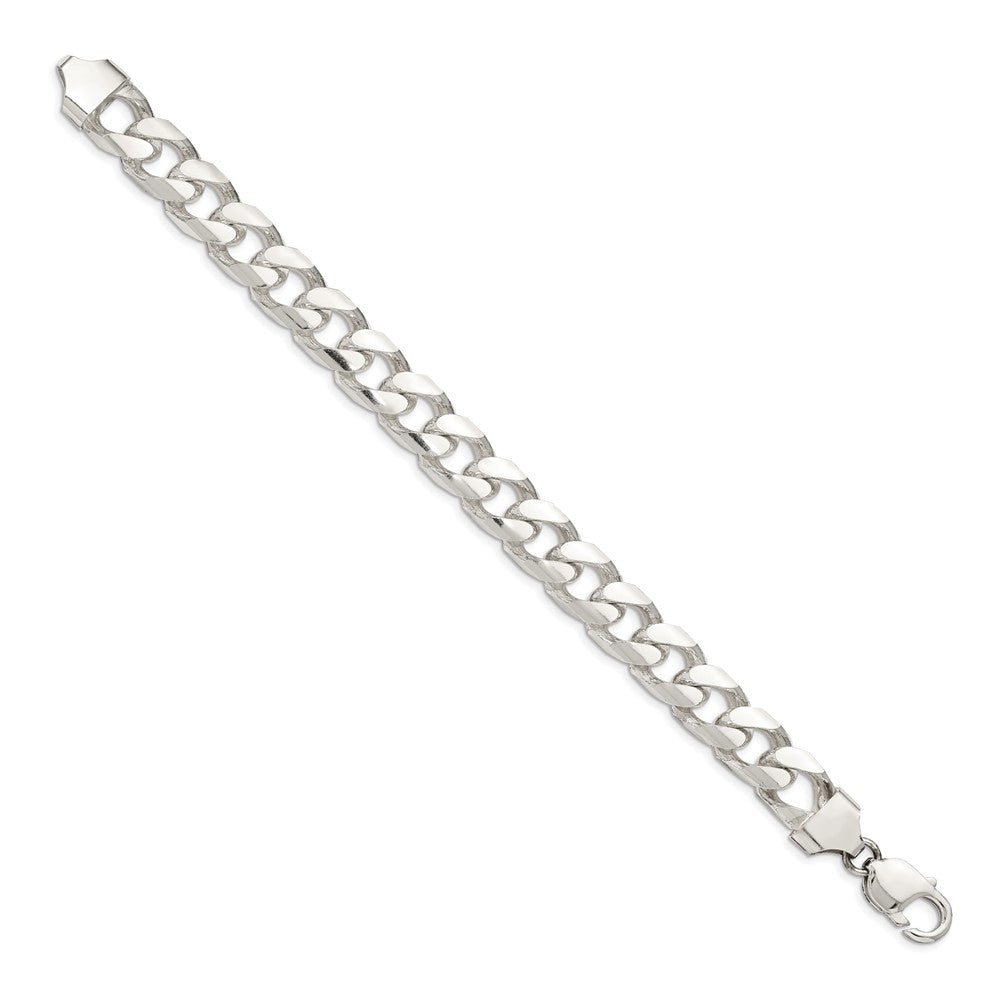 Sterling Silver 11mm Domed w/ Side D/C Curb Chain 8 inches