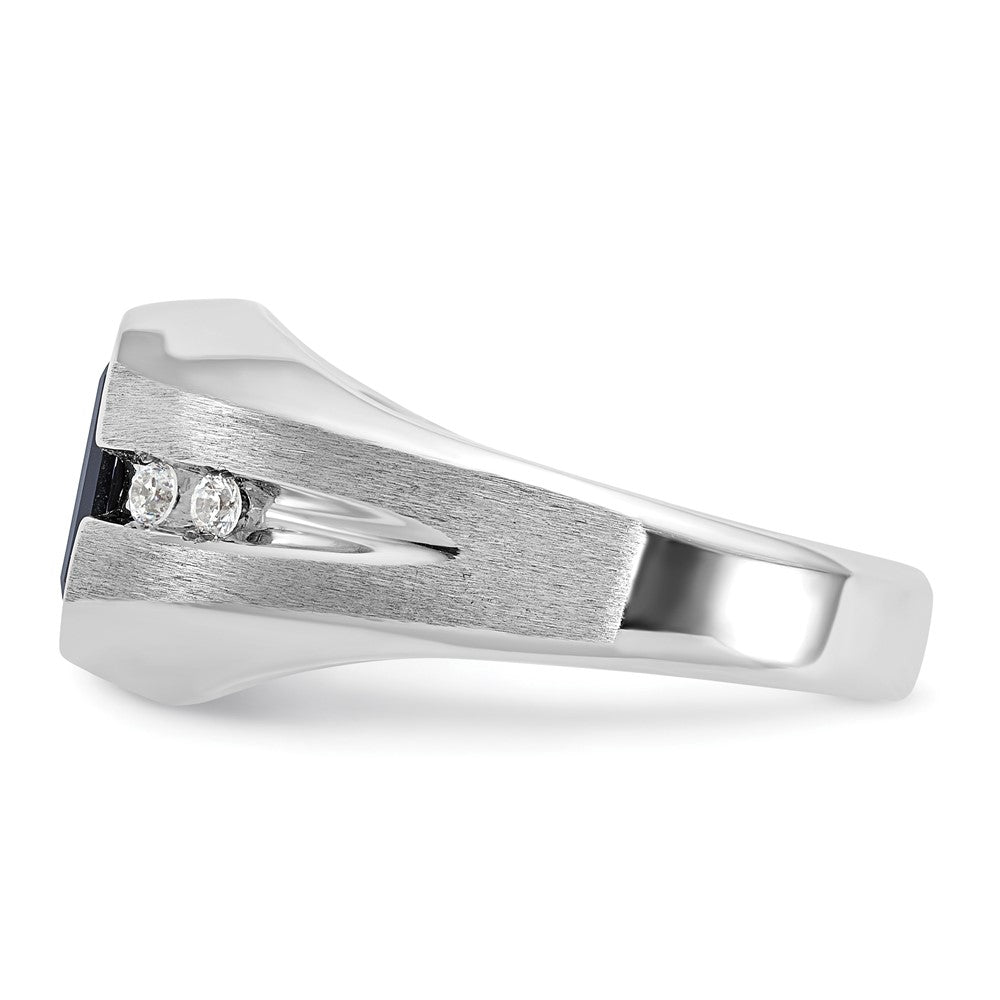 IBGoodman 14k White Gold Men's Polished and Satin Onyx and 1/8 Carat AA Quality Diamond Ring