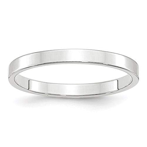 10k White Gold 2.5mm Lightweight Flat Wedding Band Size 4.5