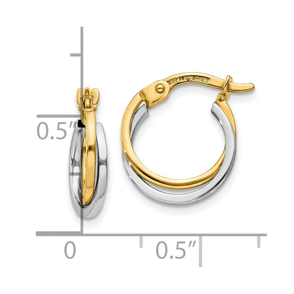 10k Two-tone Polished Hollow Hoop Earrings