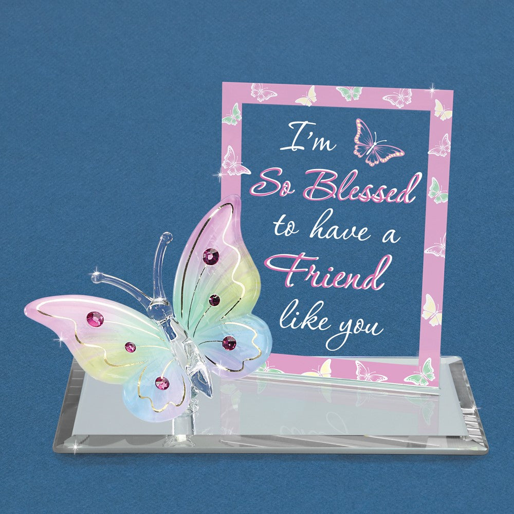 Glass Baron I'M SO BLESSED TO HAVE A FRIEND LIKE YOU Butterfly Glass Figurine